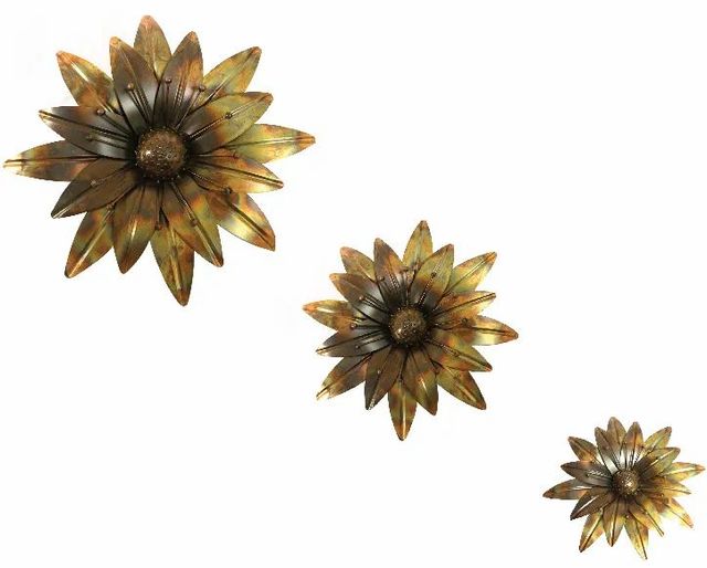 Metallic Round Dahlia Flower Gold Finish Size 19, Medium Color Gold Finish Brand Blooms N Stylz Material Metal With Gold - Image 1