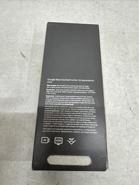 Google Nest Doorbell Smart 2K GA09968-US Wired 3rd Generation with Gemini Hazel - Image 2