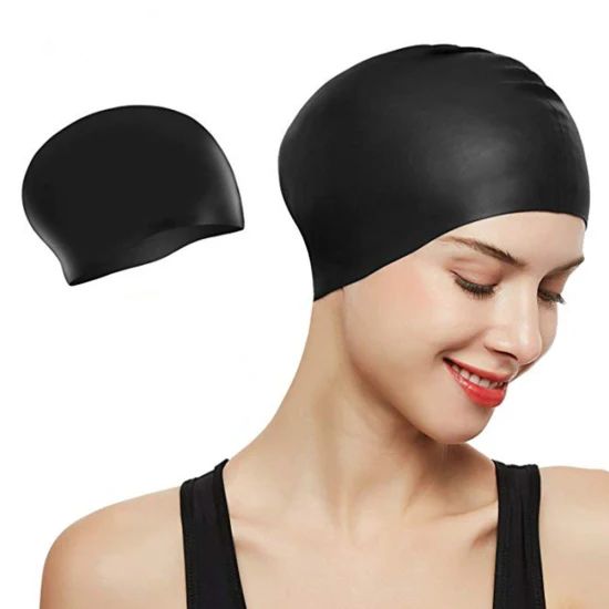 Colorful Adult Logo Printed Highly Elastic Silicone Swimming Caps - Image 1