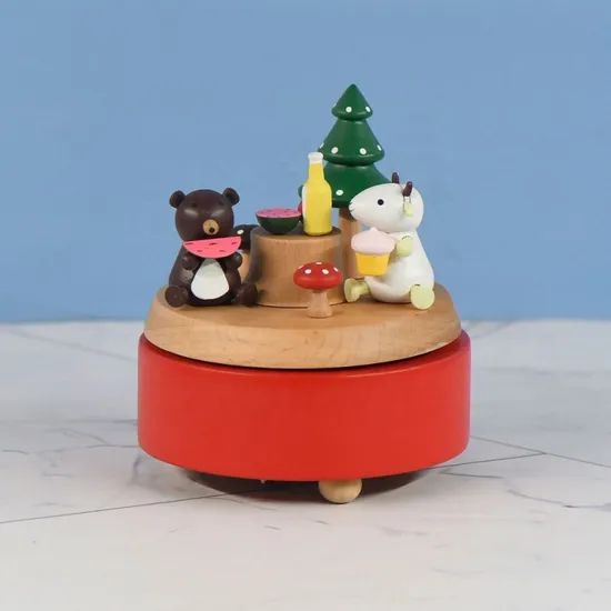 Animals Dining Wood Toy Music Box Creative Gifts Type Chess Scale Medium Origin Ningbo Material Wood Color as Photo Usage - Image 1