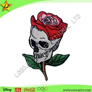Custom Skull Rose Flower Patch Origin China Trademark OEM HS Code 58071000 Sample Time 6 Days Technics Embroidered Transport Package Single - Image 1