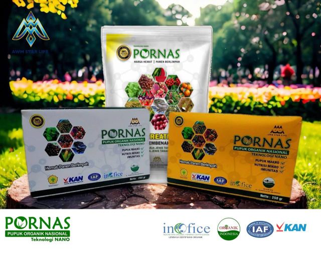 Nano Organic Fertilizer PORNAS Color White, Yellow Stacking Height ±1.8 M Net Weight 250 G, 500 G Product Type Soil - Image 1