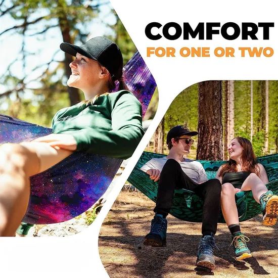 Tree Ropes and Carabiners Lightweight Parachute Nylon Portable Camping Hammock - Image 2