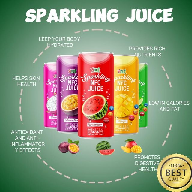 Sparkling Pomegranate Juice Drink | 330ml (Pack of 24) VINUT, Non-GMO, No Added Sugar, Wholesale Supplier, Free Sample, OEM ODM - Image 3