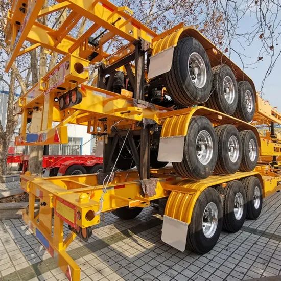 Durable 3-Axle 20FT 40FT Shipping Chassis Semi Trailer Tread 1820mm Shape Flatbed Condition New Material Steel Origin - Image 4