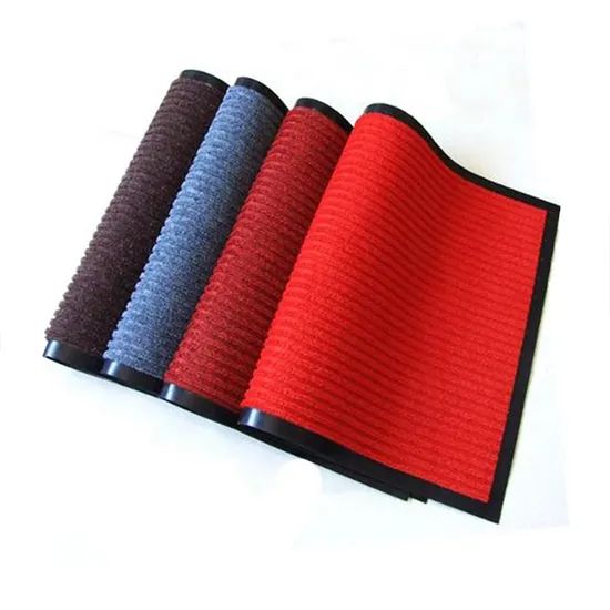 Double Ribbed Striped Mats Entrance PVC Floor Mat Polyester Door Mat - Image 4