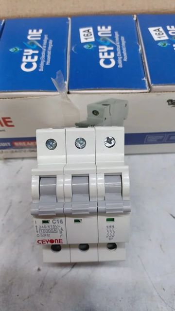 16A Ceyone MCB Brand Ceyone Frequency 50 Hz No.of Poles 3 Pole Rated current 16 A Curve Type C Curve Current Range 6a To - Image 1