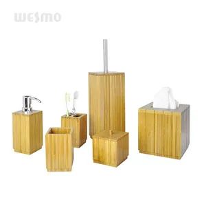 Square Bamboo Bath Accessory 7 Sets - Image 3