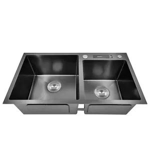 Hand Made Corner Kitchen Sinks Stainless Steel 304 MOQ Not Color Black Shape Square Model NO. VBT Trademark Vibetop Style With Faucet - Image 3