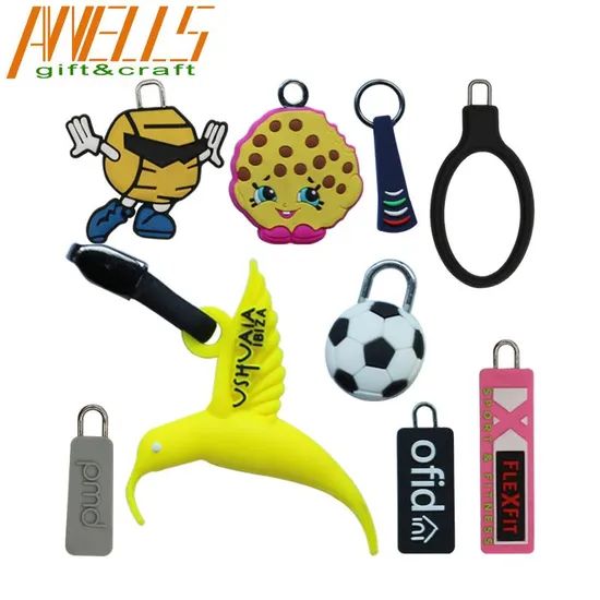 Custom Design Logo Soft PVC Zipper Sliders Slider and Puller Pulls Logo Pullers Charms for Jacket - Image 3