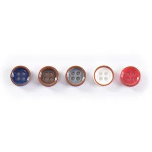 Button 4 Hole Round Resin Button Brown Frame Fashion Button - Image 3
