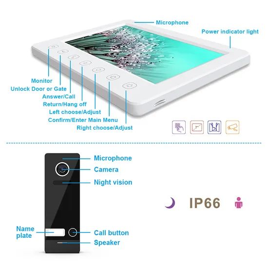 CVBS Home Security 7 Inches Video Door Phone Interphone Doorbell - Image 3