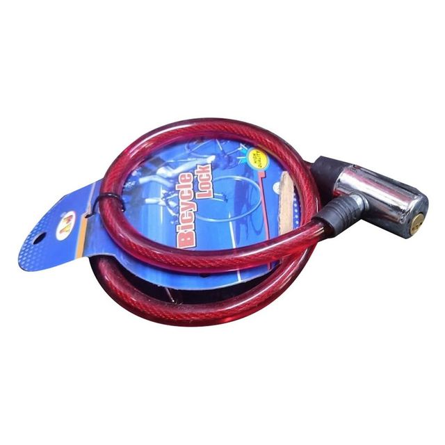 Key Lock Red PVC Bicycle Locks Color Red Material PVC Lock Type Key Lock Cable Thickness 6mm Cable Length 15inch Usage/Application - Image 1