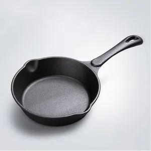 Cast Iron Fry Pan Set/Skillets/Cookware Set Shape Round Bottom Flat ...