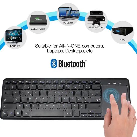 Bluetooth Wireless Keyboard with Compact Slim and X-Structure Keys Design and Touchpad Gaming Office Computer Keyboard - Image 3