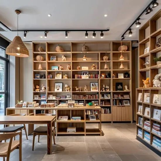 Bookstore Design Display Cabinets Storage Racks Wood Library Shelf - Image 2