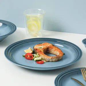 Classic Ceramic Round Dessert Plate Dishes Gradient Tableware Dinnerware - Image 6