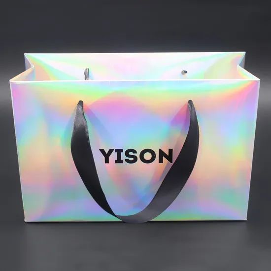 Custom Shopping Holographic Paper Bags Packaging for Gift - Image 2