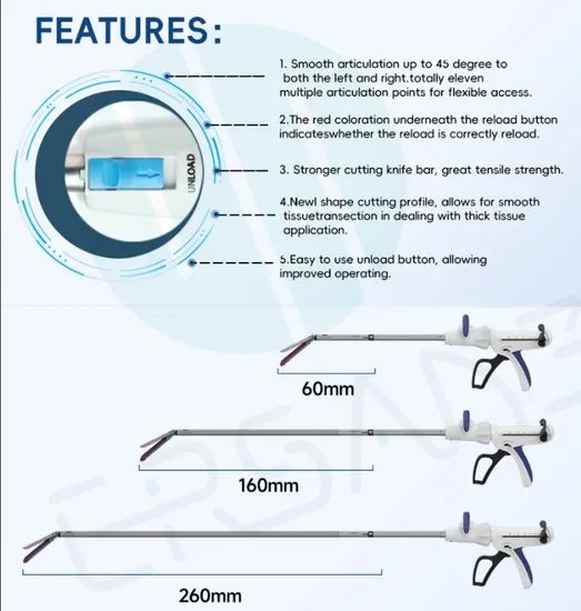 Disposable Endoscopic Linear Cutter Staplers and Reloads Group Adult Origin China Trademark ESS Material Metal Model NO. ESS-64 - Image 2