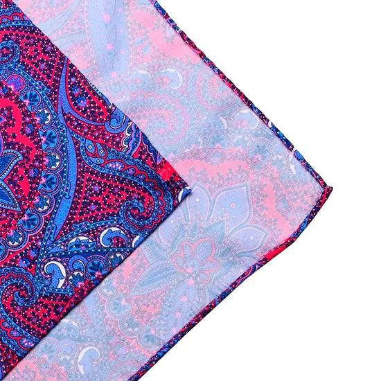 Floral Patterned Faux Silk Print Handkerchiefs - Image 3