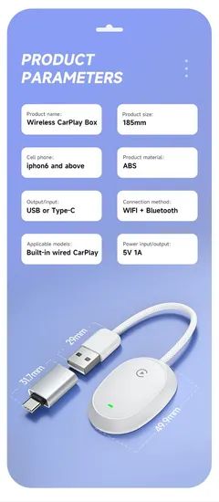 Carplay Original Screen Upgrade 5GHz Wireless Carplay Adapter 2 In1 - Image 6