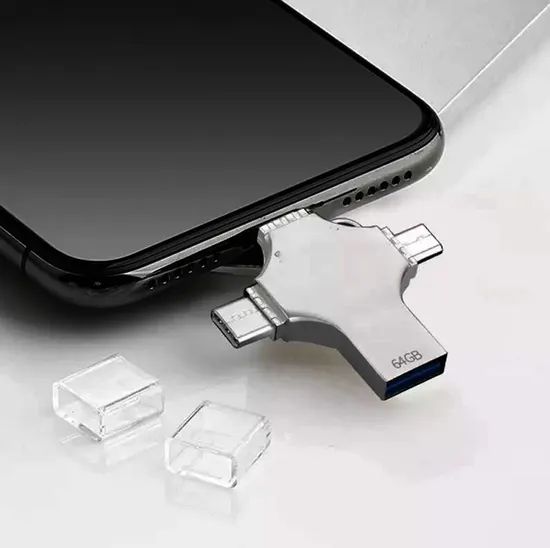 Hot-Sale 4 in 1 Multi-Function OTG USB Flash Drive 2.0 3.0 for Type-C for Lightning Micro USB/Computer with Customized Logo USB Memory - Image 3