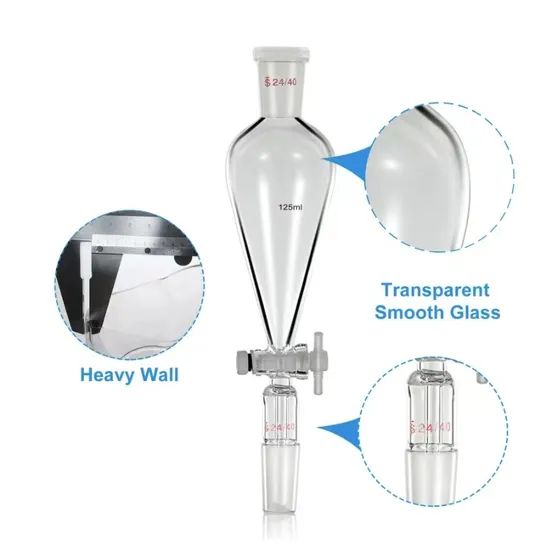 Customized Logo Borosilicate Glass Pear Shape Lab Separatory Funnel - Image 3