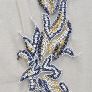 Beaded Rhinestone Fashion Dress Patch Accessories MOQ 10 PCS Style Sew-on Origin China Technics Beaded Model NO. DP017 HS Code - Image 3