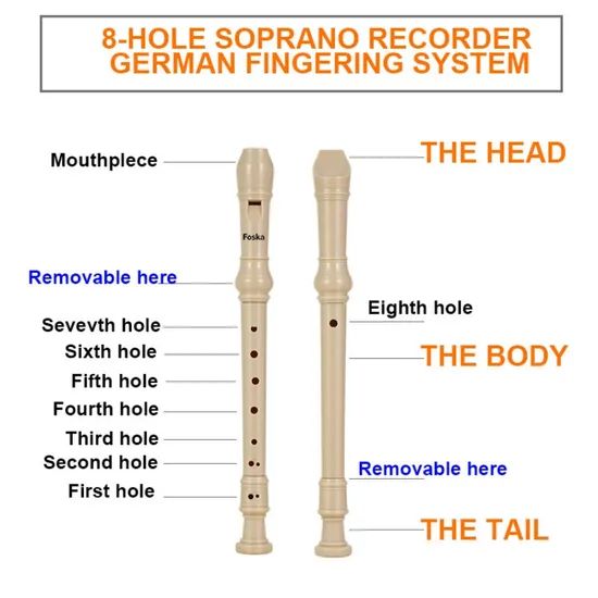 Foska Kids Musical Recorder Flute for Fun Learning ODM Welcome OEM Welcome MOQ 1 Carton Material ABS Length 33.1cm Holes 8 - Image 3
