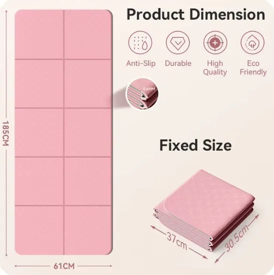 Foldable Yoga Mat Custom Logo Eco-Friendly TPE Yoga Mat 6mm Foldable Double Layer Durable - Image 3