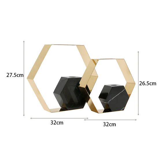Luxury Gold Metal-Crafts Black Marble Vase Border for Desktop Home Decoration - Image 5