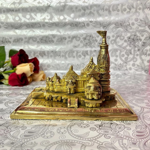 Brown Brass Ram Mandir Weight 2.65 Color Brown Height 13cm Width 13.5cm Length 17.5cm Material Brass Theme Ayodhya - Image 4