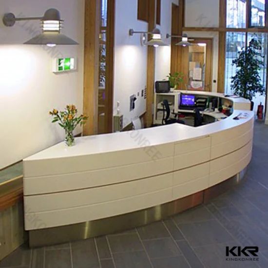 Modern Design Custom Made Solid Surface Commercial Reception Office Table - Image 6