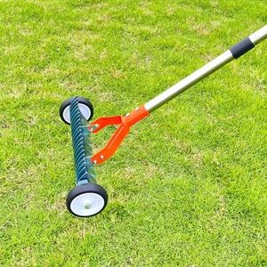 4.3FT Adjustable Turf Scarifier Rake with Rolling Support Frame for Garden Thatching - Image 5