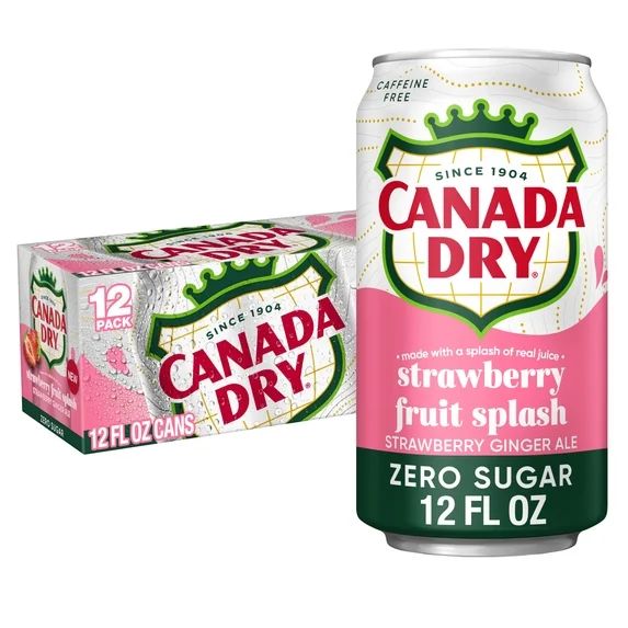CANADA DRY FRUIT SPLASH STRAWBERRY GINGER ALE ZERO SUGAR CN, 12OZ/12PKX2 - Image 1