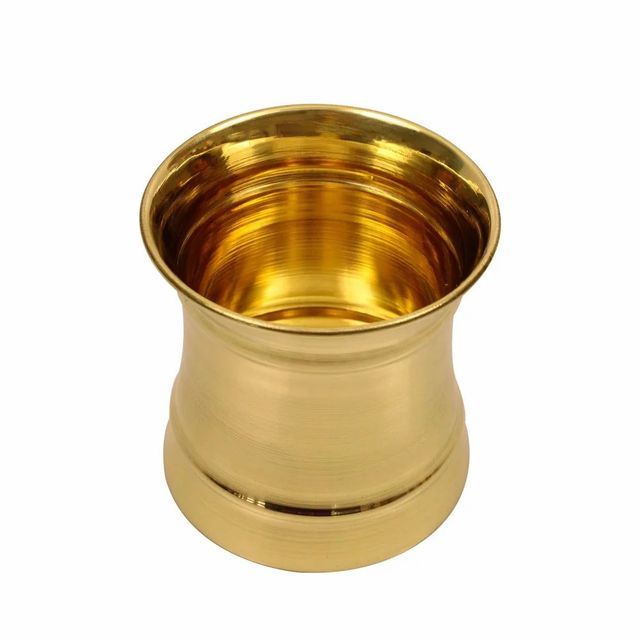 Brass Panchapatra Set Size Medium Shape Round Color Golden Finish Glossy Set Content 2 Material Brass Usage/Application - Image 3