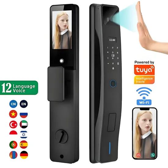 Manufacturer Tuya WiFi Multi Language Visual Intercom 3D Face Smart Door Lock - Image 2