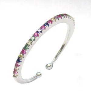 Fashion Multi Color Cubic Zirconia 925 Sterling Silver Rings for Party - Image 1