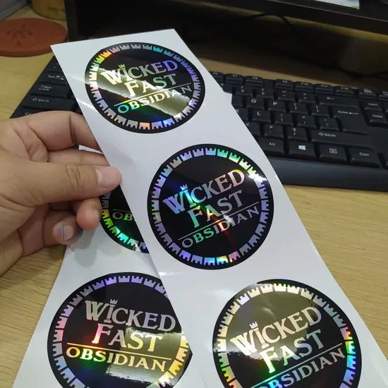 Custom Holographic Sticker Labels Cosmetic Bottle Labels Shape Round Origin China Pack Style Roll HS Code 3926909090 Trademark Sinicline - Image 2