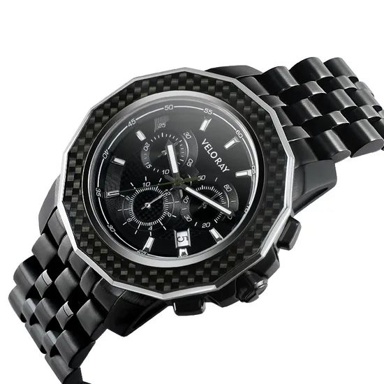 Carbon Fiber Men's Chronograph Watch with Three-Eye Design - Image 1