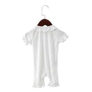 Summer Baby Wear Ribbed Knit Short Sleeve Coverall Rompers Bodysuits - Image 2
