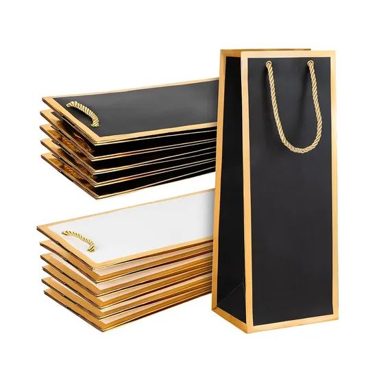 Customized Reinforced Bottom Wine Cardboard Packing Tote Paper Bags - Image 1