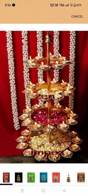 Diwali Decorative Lighting Stand Height 3 inch Material Brass Number of Diyas 3 Diyas Stand Type Single Diya - Image 1