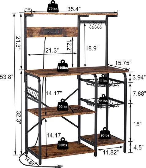 Kitchen Storage Shelf Kitchen Bakers Rack Coffee Bar Table Microwave Stand Kitchen Table - Image 6