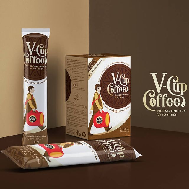 Instant Coffee “V-Cup Coffee” 3 in 1 Gentle Origin Vietnam Processing Method Slow Roast Flavor Profile Relaxing And - Image 1
