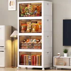 Folding Moveable Clothes Quilt Household Transparent Plastic Storage Cabinet - Image 3