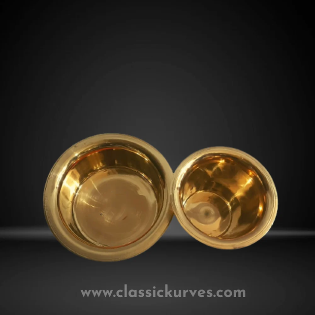 Golden Traditional brass dabara set, For Home Color Golden Material Brass Microwave Safe No Brand Classickurves Tumbler_height - Image 5