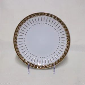 16PCS Stoneware Dinner Set Ceramic Tableware Emboss Line Brown - Image 3