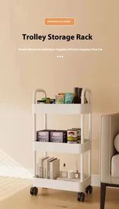 Multi-Layer Household Storage Rack Wheeled Trolley Bathroom Storage Rack Living Room Floor Rolling Snack Storage Rack - Image 4
