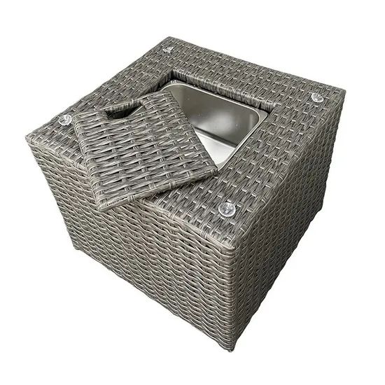 Outdoor Garden Wicker Rattan Square Coffee Table with Built-in Ice Bucket - Image 1